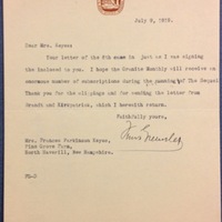 Ferris Greenslet to FPK, July 9, 1919