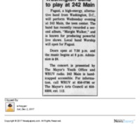 "Washington Band to Play at 242 Main" - Burlington Free Press