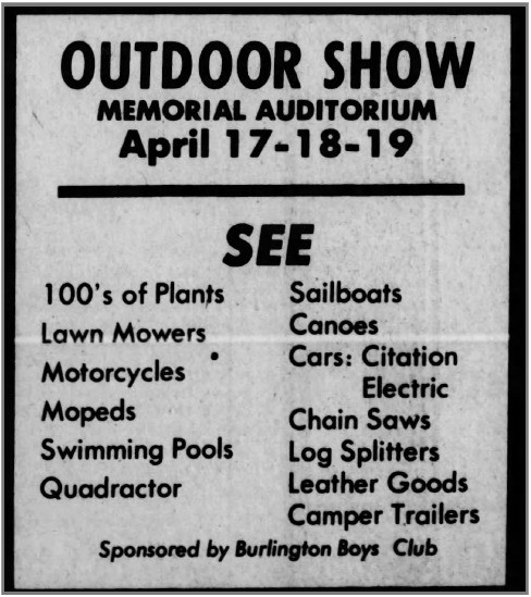 Advertisement for Outdoor Equipment Showing, Apr 5 1981.png