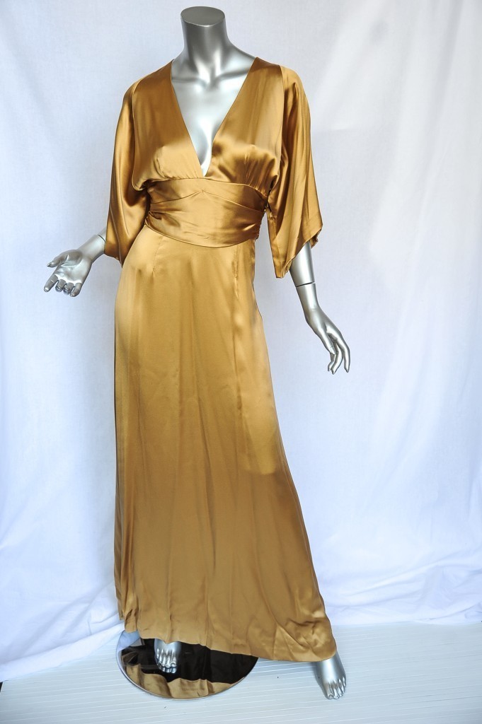 GUCCI Gold SILK Shimmering RED CARPET Cummerbund Gown RUNWAY Long Dress S 4-40