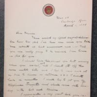 A Letter from Mr. Kellogg to FPK, April 1, 1904