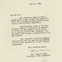 Mrs. James Helm, Secretary of Eleanor Roosevelt, to Senator Ernest Gibson, 1935 April 2