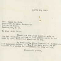 Senator Gibson to Mrs. James Helm, secretary to Eleanor Roosevelt, 1935 April 10
