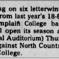 Memorial Auditorium as Home Court for Champlain College Basketball, Nov 12 1980.png